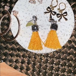 Yellow fringe earrings